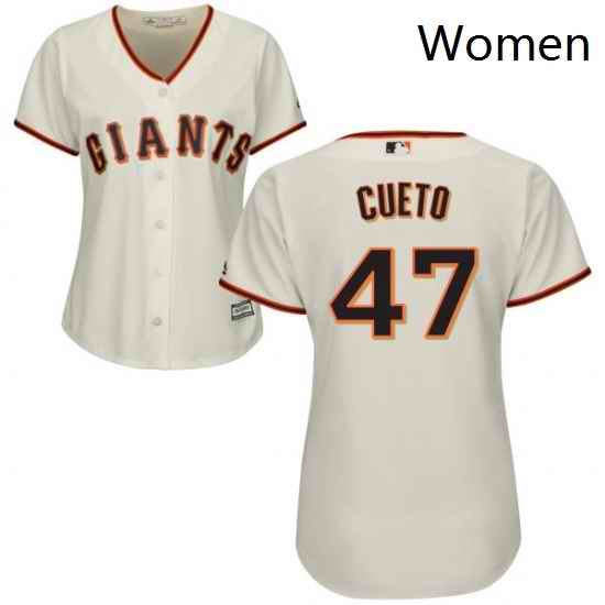 Womens Majestic San Francisco Giants 47 Johnny Cueto Replica Cream Home Cool Base MLB Jersey